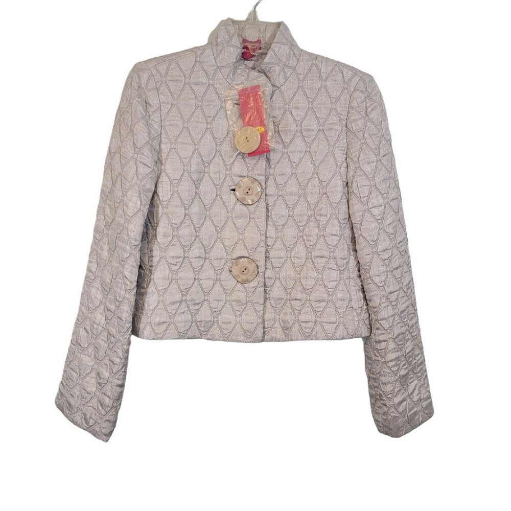 NWT EYE‎ Brand Quilted Button Up Jacket Color Stone Made in the USA ~$350 Retail
